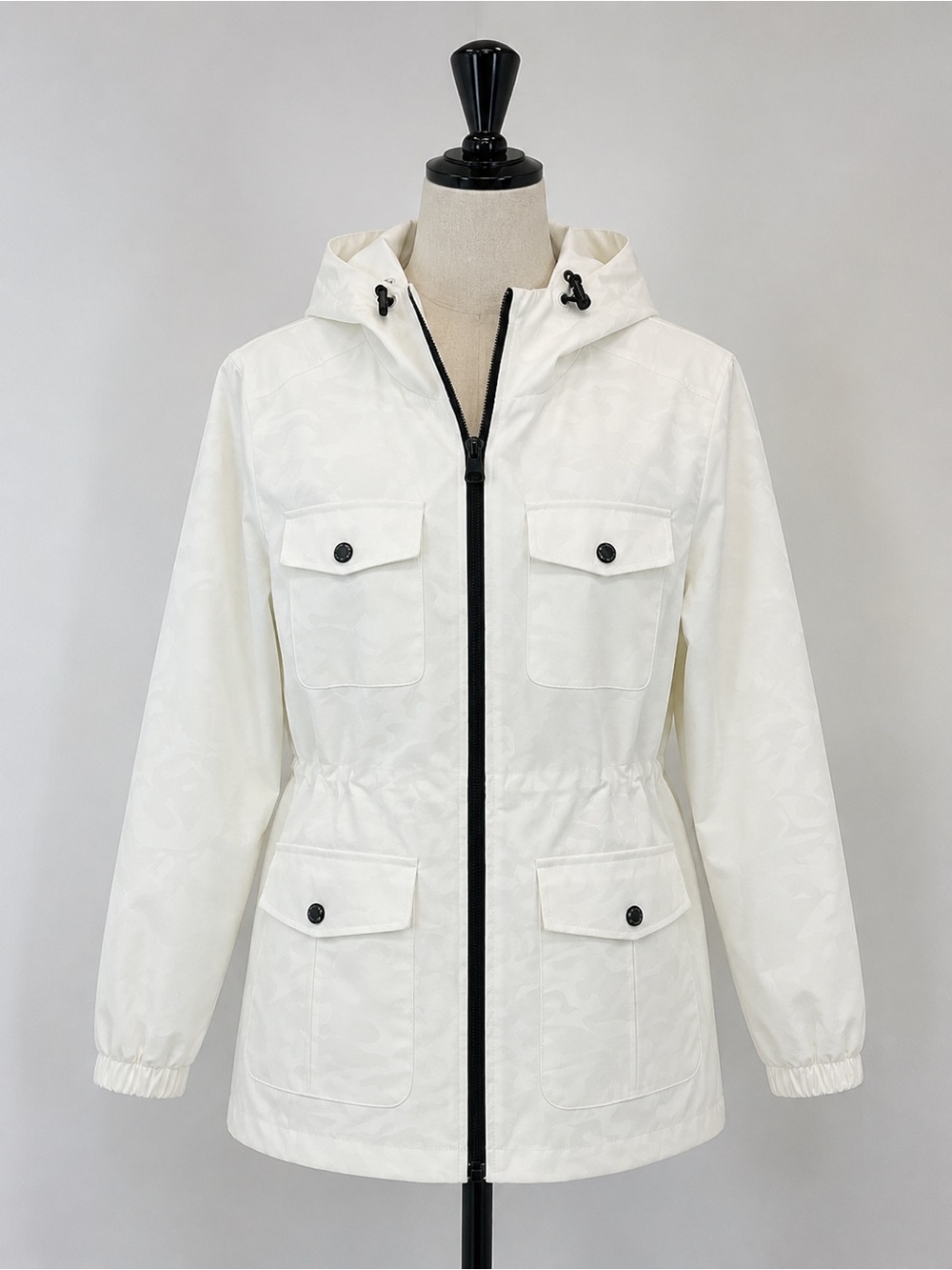 Michael Kors Jacket Women’s M White Camo Pattern  Rain Fleece Lining  Hooded M